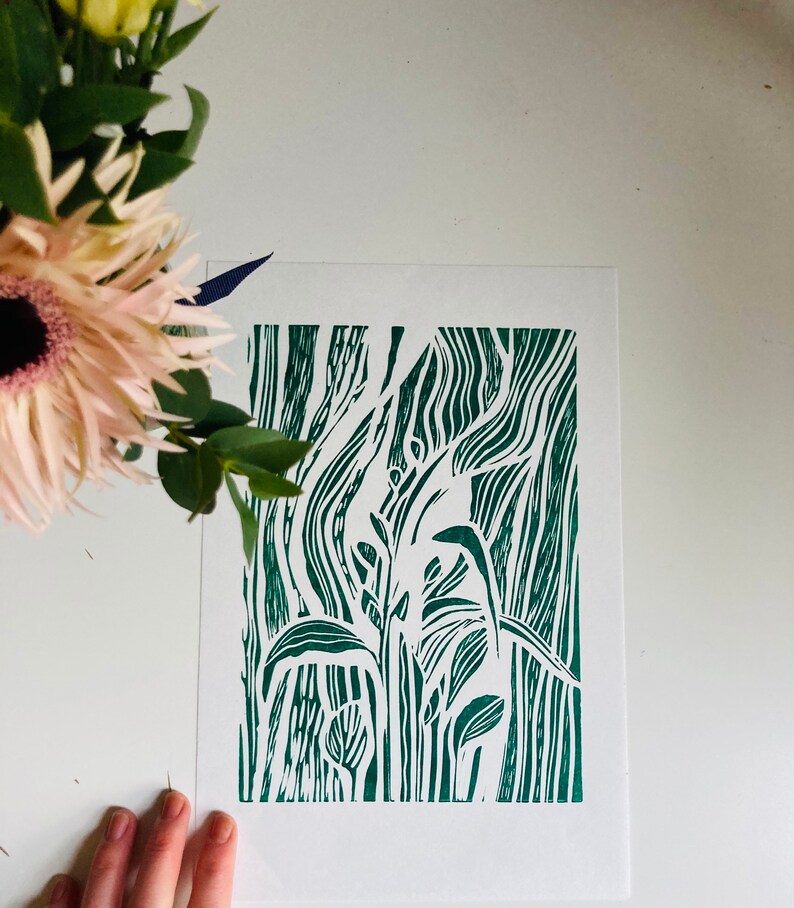 Leaf Lino print 4 colour options