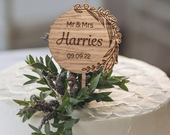 Personalised Wood Wedding Cake Topper, Rustic Anniversary Cake Topper, Cake Topper for Country Wedding, Wood Wedding Cake Accessories