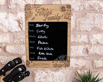 Personalised Wooden Engraved Meal Planner, Family Weekly Menu Board, Custom Daily Menu Board, Kitchen Menu Board Personalized, Menu Sign