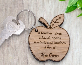 Personalised Wooden Teacher Keyring, Teacher Gift Keychain, Gifts for Teachers, TA Present, End of School Year Gift for Teacher from Student