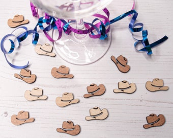 Wooden Table Confetti, Wooden Wild West Table Decorations, Cowboy Hat Confetti, Country Wedding Decor, Western Party Decor, Cowgirl Party