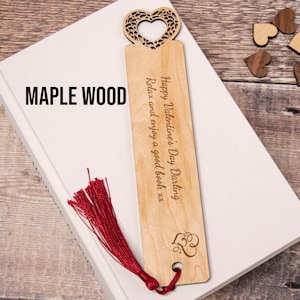 Personalised Engraved Wooden Heart Bookmark, Custom Gift for a Book ...