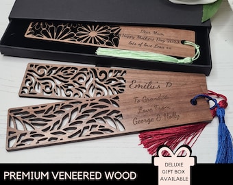 Personalised Wooden Bookmark, Book Lover Gift, Anniversary Gift for Him, Birthday Gift for Her, Custom Engraved Wood Bookmark with Tassel