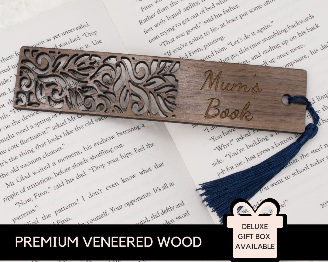Personalised Wooden Bookmark With Tassel, Custom Gift for Book Lover ...