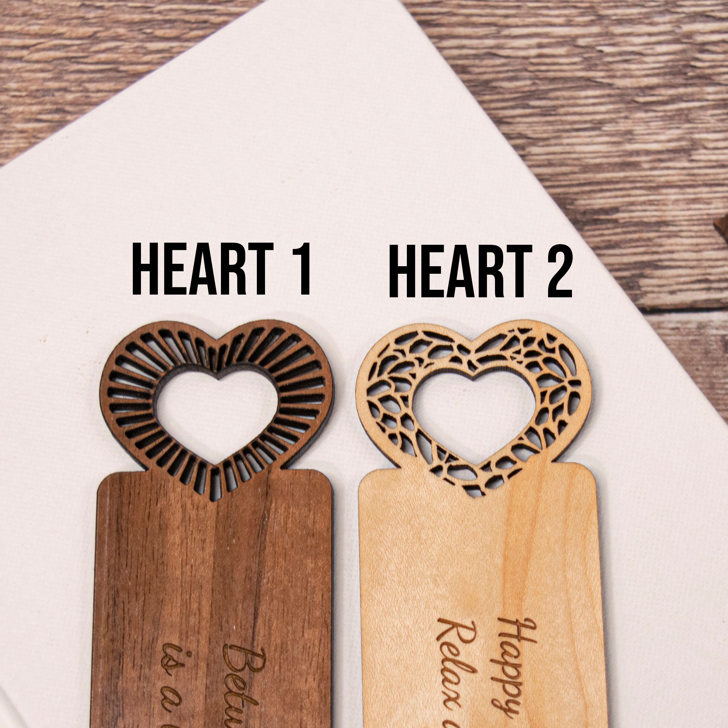 Personalised Engraved Wooden Heart Bookmark, Custom Gift for a Book ...