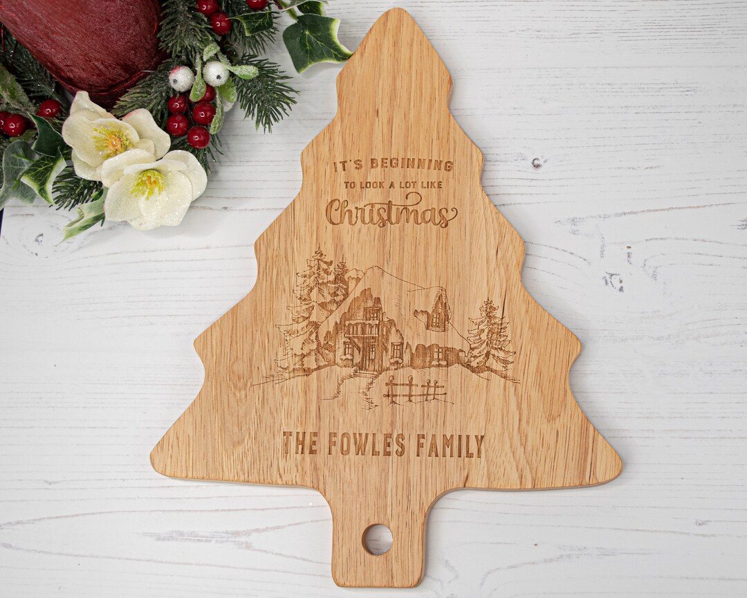 Christmas Tree Chopping Board Personalised, Cheese Board for Christmas