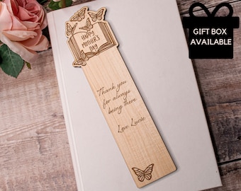 Personalised Mothers Day Bookmark, Mothers Day Gift for Book Lover, Custom Bookmark for Mum, Wooden Bookmark Gift for Mom, Gift from Kids