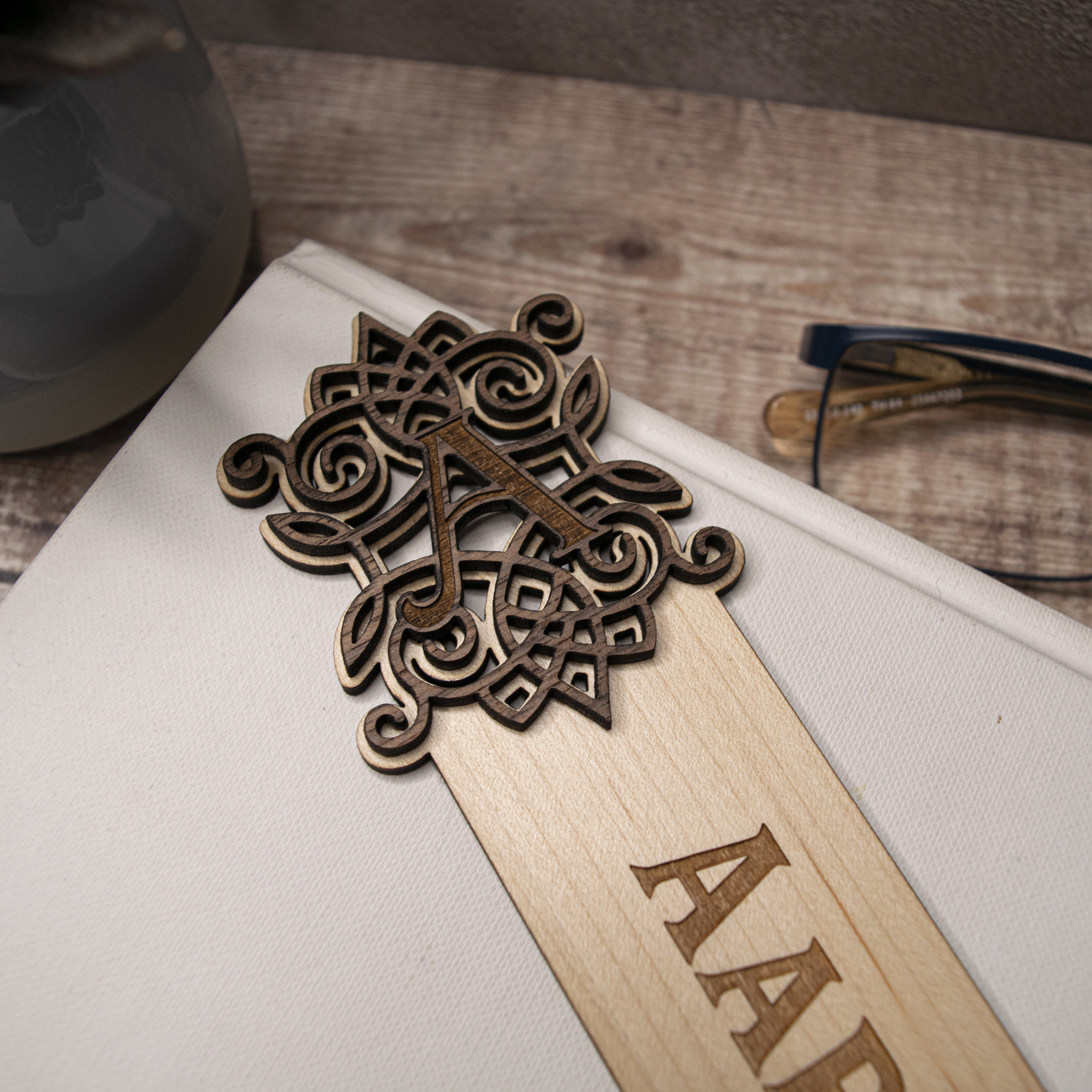 Personalised Engraved Wooden Monogram Bookmark, Custom Bookmark Gift ...
