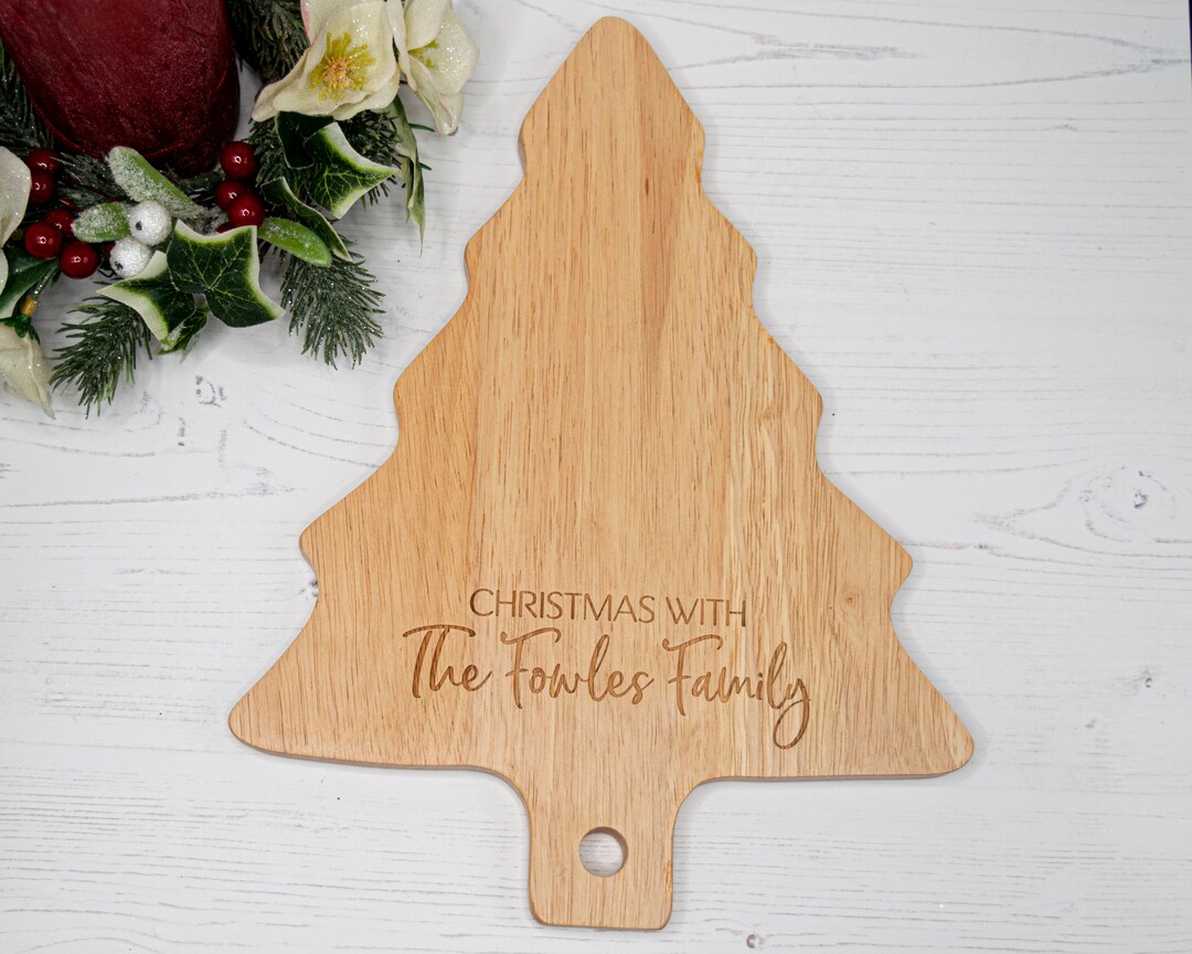 Christmas Tree Chopping Board Personalised, Cheese Board for Christmas