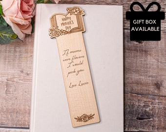 Personalised Mothers Day Bookmark, Mothers Day Gift for Book Lover, Custom Bookmark for Mum, Wooden Bookmark Gift for Mom, Gift from Kids