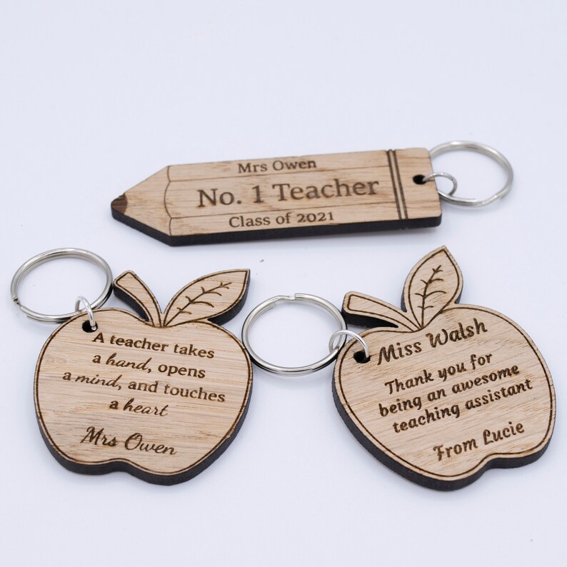 Personalised Wooden Teacher Keyring Teacher Gift Keychain Etsy UK