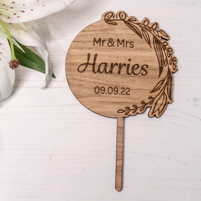 Rustic Wedding Cake Topper Personalised Wooden Cake Topper Etsy