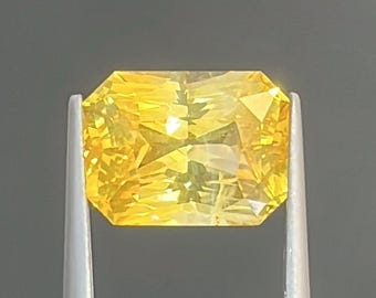 6,40-karatowy żółty szafir - Luźny żółty szafir - Pierścień z żółtym szafirem - Błyszczący żółty szafir