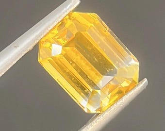 1,54-karatowy żółty i biały szafir - Luźny szafir - Szafir o szlifie szmaragdowym - Szafir dwukolorowy - Unikatowy szafir