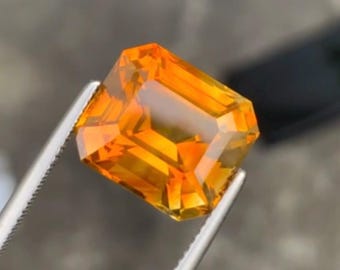 19,46-karatowy szafir w kolorze pomarańczowym i zielonym - Luźny szafir - Szafir w kształcie tarczy - Szafir dwukolorowy - Unikatowy szafir