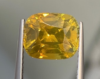 4.50 carat Yellow zircon - Yellow zircon loose - Yellow zircon ring - Cushion cut zircon