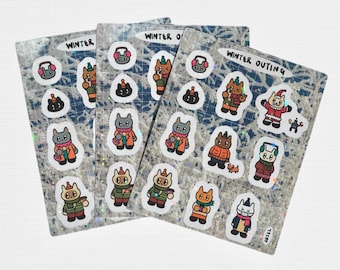 Winter Outing Sticker Sheet | 4x5 in. Star Holo Sticker Sheet