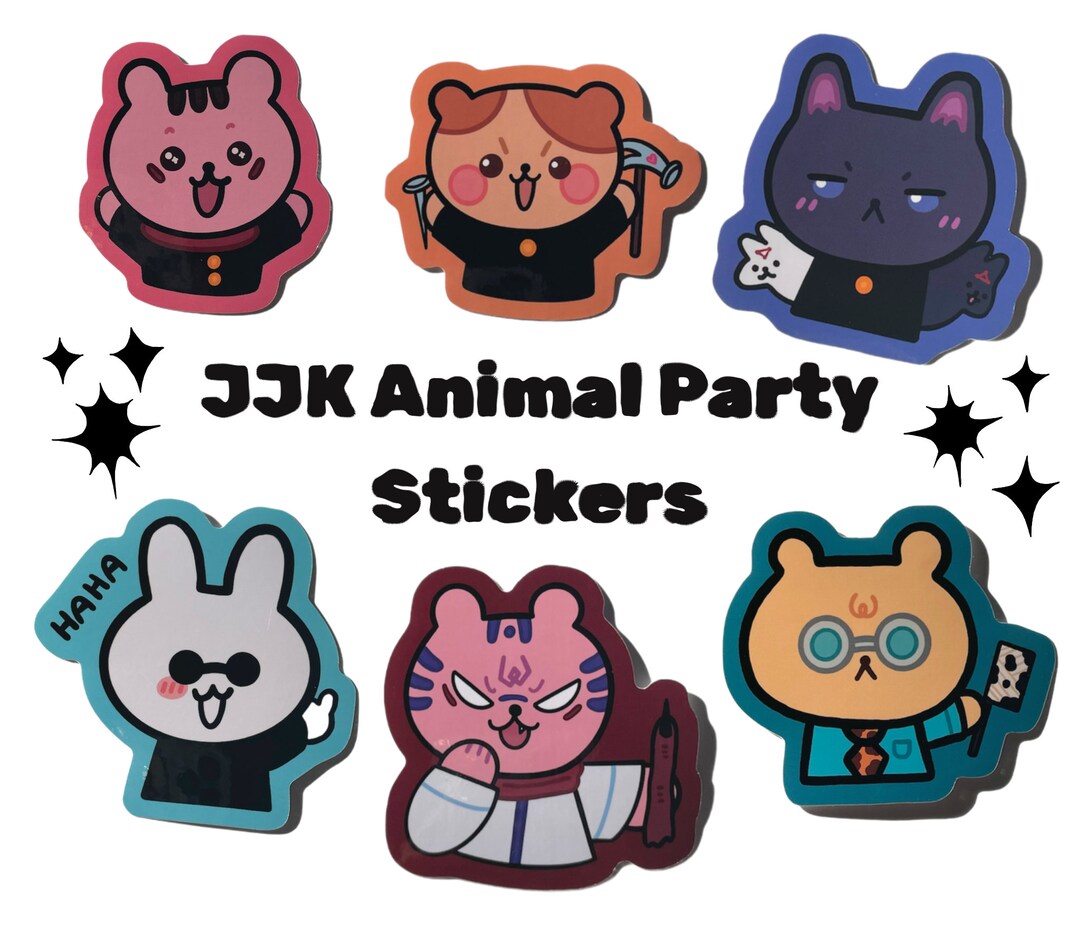 JJK Animal Party Stickers Etsy