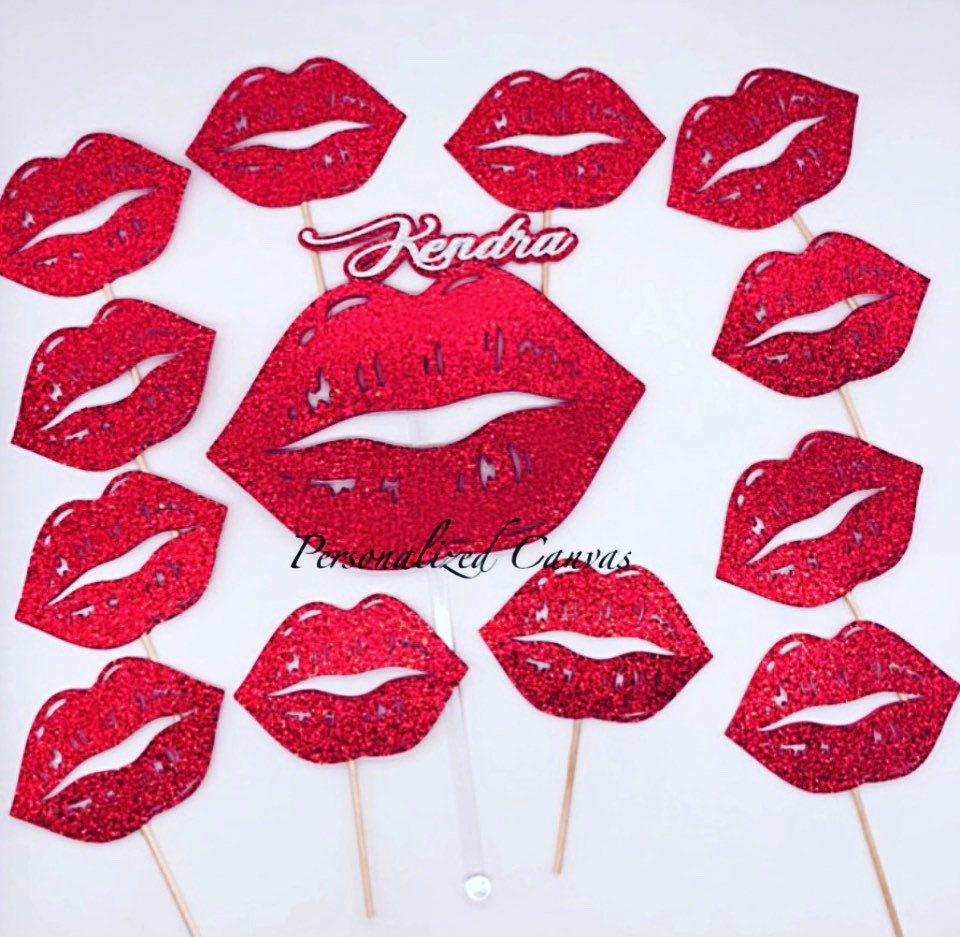 XL Glitter Lips Cake & Cupcakes Toppers Etsy Nederland
