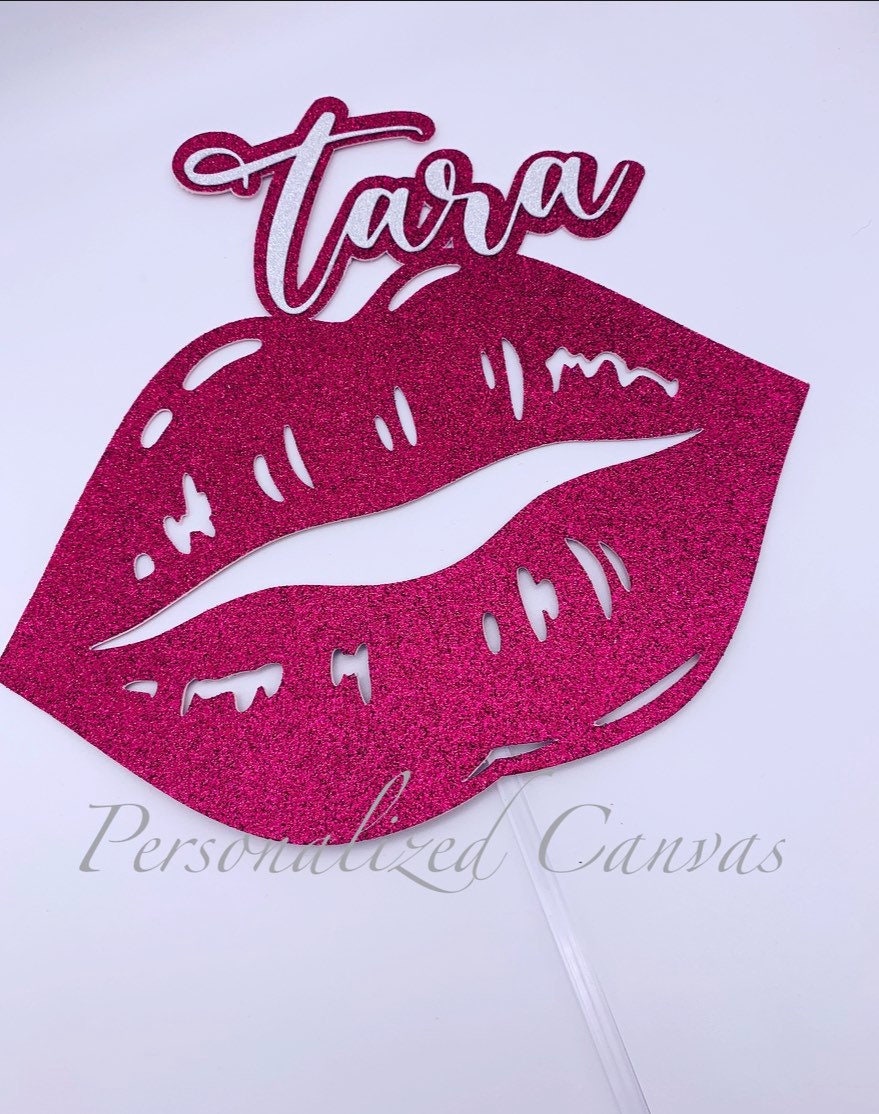 XL Glitter Lips Cake & Cupcakes Toppers Etsy