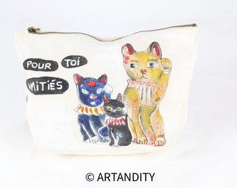 Fabric cosmetic bag | Bag hand-painted | Pencil case with hand-painted motif | Case for pens | pencil case | Polybag | Cloth bag