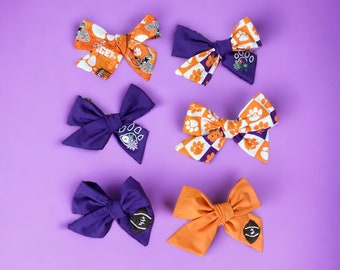 Clemson University Football Embroidered Bow I Go Tigers  embroidered Bow I Football Embroidered Bow