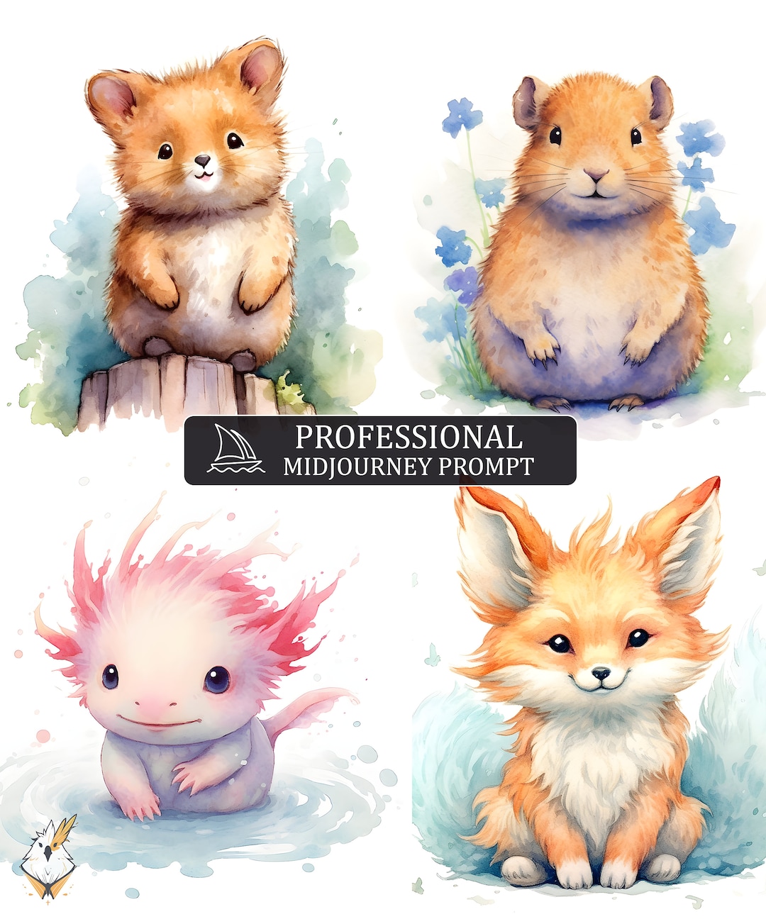 Adorable Watercolor Animals Midjourney Prompt, Midjourney Prompt ...