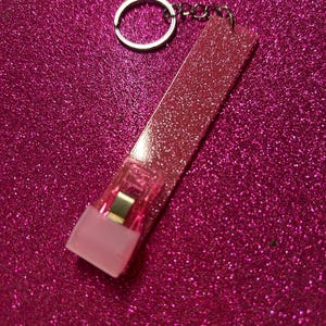 creditcardsleutelhanger roze glitter