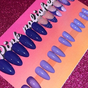 purple design press on nails