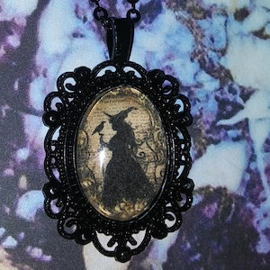 Elegant witch, silhouette pendant