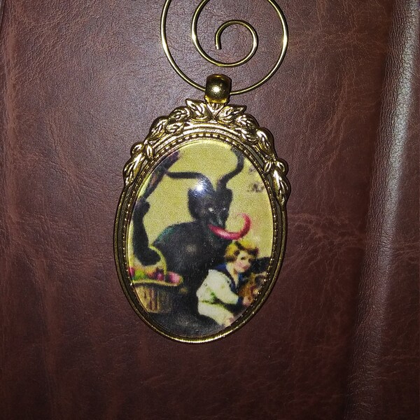 Krampus Ornament #6 in Gold or Silver frame