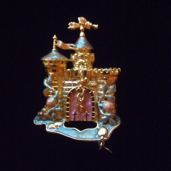 Vintage, Retired, Signed Kirk's Folly Dragonfly Castle Pin/Brooch