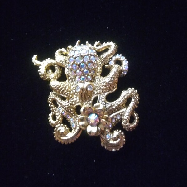 Kirk's Folly Retired, Signed Gold Tone Octopus Pin