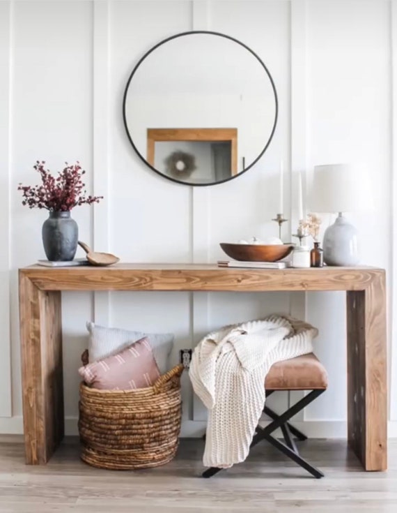 West Elm Inspired Console Table Real Wood Entryway Table 