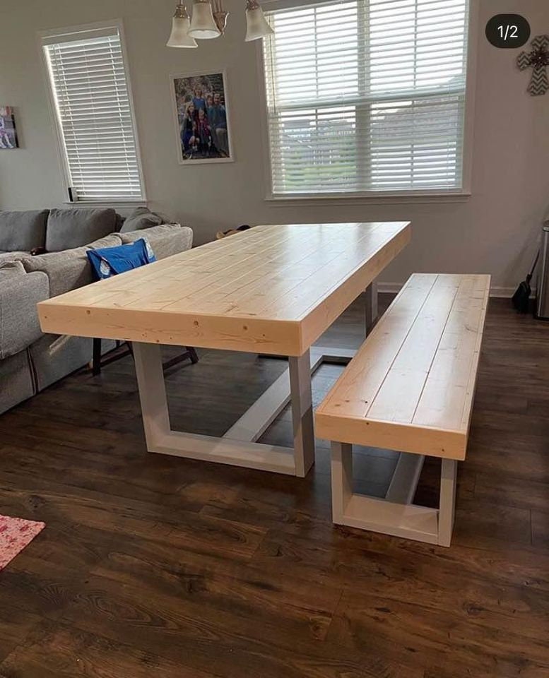 Handmade Modern Farmhouse Dining Table W/ Bench - Etsy