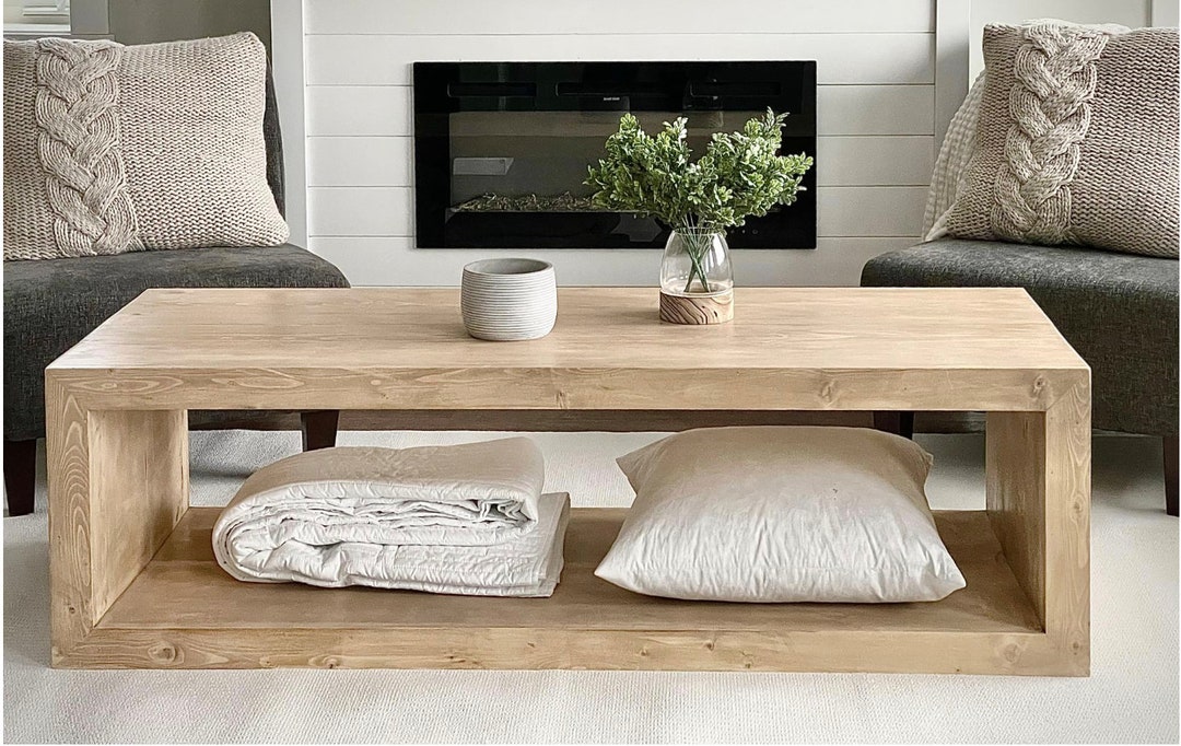 Waterfall Framed 60 Rectangle Coffee Table Real Wood Etsy