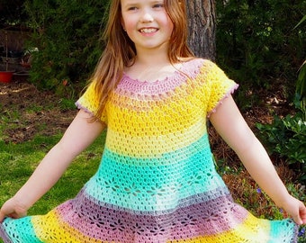 Crochet cute rainbow summer DRESS very easy crochet, beginners friendly - instant PDF