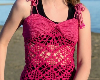 Crochet Lovely Summer Tunic with Flowers - instant PDF