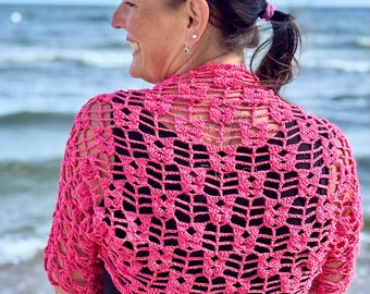 Lace Crochet Bolero Pattern: Romantic Tulip Design. A charming accessory crochet bolero. (PDF Pattern)