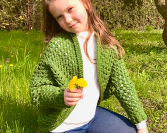 How to crochet EASY granny square Cardigan / shrug / cocoon / girl size for beginners, written pattern, instant PDF, supportive photos