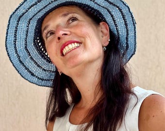 Crochet Raffia Sun Hat Pattern, Wide Brim, protects from the sun's rays (PDF Pattern)