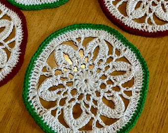 How to crochet Snowflakes Christmas Coasters - GREAT OFFER, easy pattern for beginners, detailed photos and charts, instant PDF