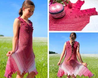 Rainbow Fantasy Crochet Dress Pattern, Summer Flowers! Perfect for dancing, joy, and every sunny day (PDF Pattern)
