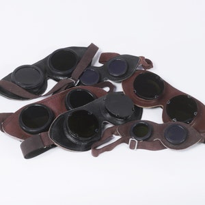Vintage USSR Leather Goggles: 1973 Steampunk Safety Glasses