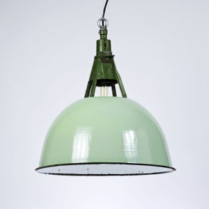 Vintage Green Enamel Pendant Lamp: USSR Industrial Light Fixture