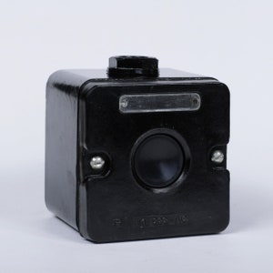 Vintage Soviet Black Bakelite Push Button, USSR Industrial Switch