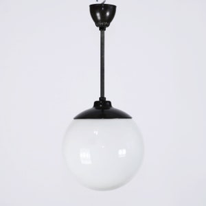 Vintage Opaline Glass Pendant Lamp: Art Deco USSR Globe Light