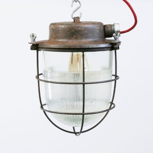 Large vintage industrial light fixture | Rust patina industrial pendant lamp | Vintage industrial factory cage light | industrial lighting