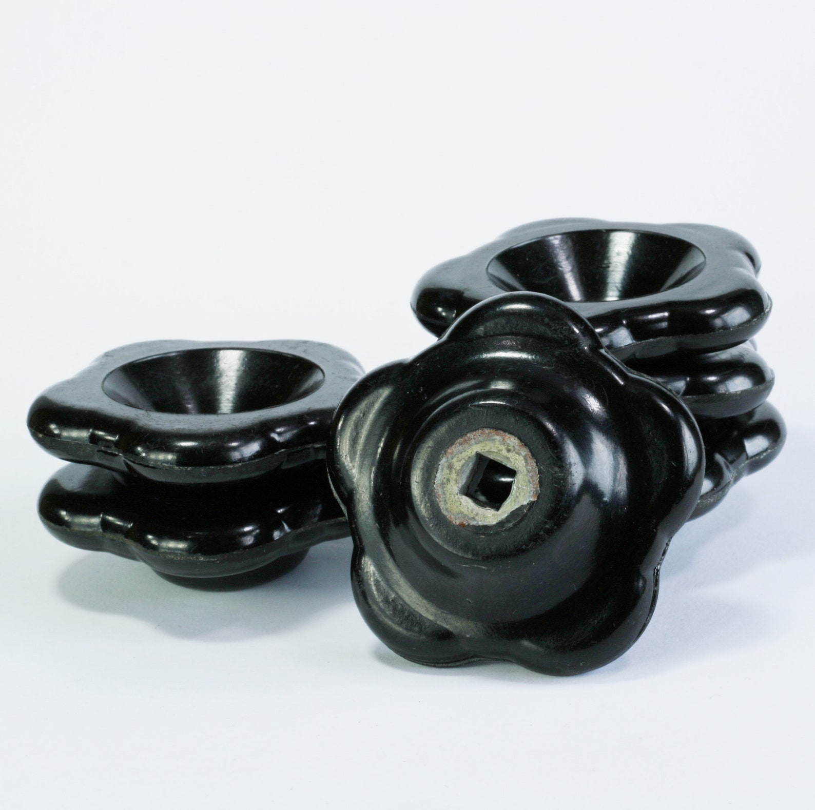 Black Bakelite Faucet Valve Drawer Pulls Drawer Knobs Etsy