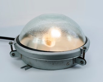 Vintage Industrial Wall Lamp: USSR Loft Style Sconce with Glass Dome